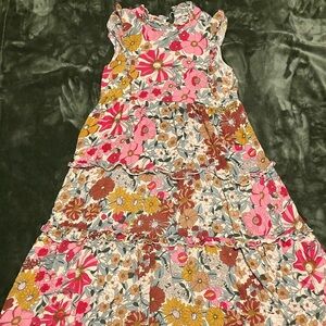 Floral Sleeveless Dress with Ruffle Details